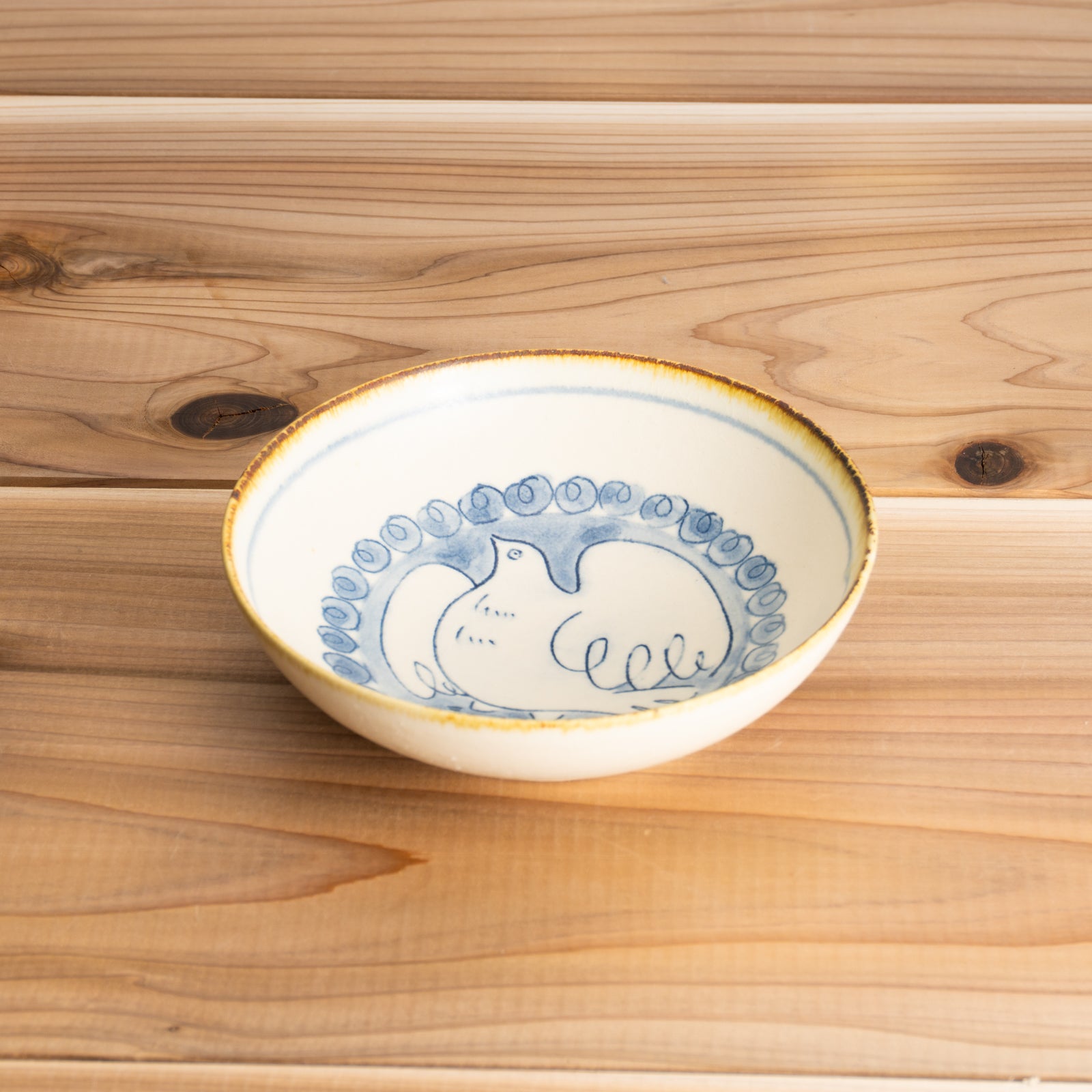 【清水焼】ペアボウル　安南手トリ 黄/白　的場美幸 KOTOPOTTER