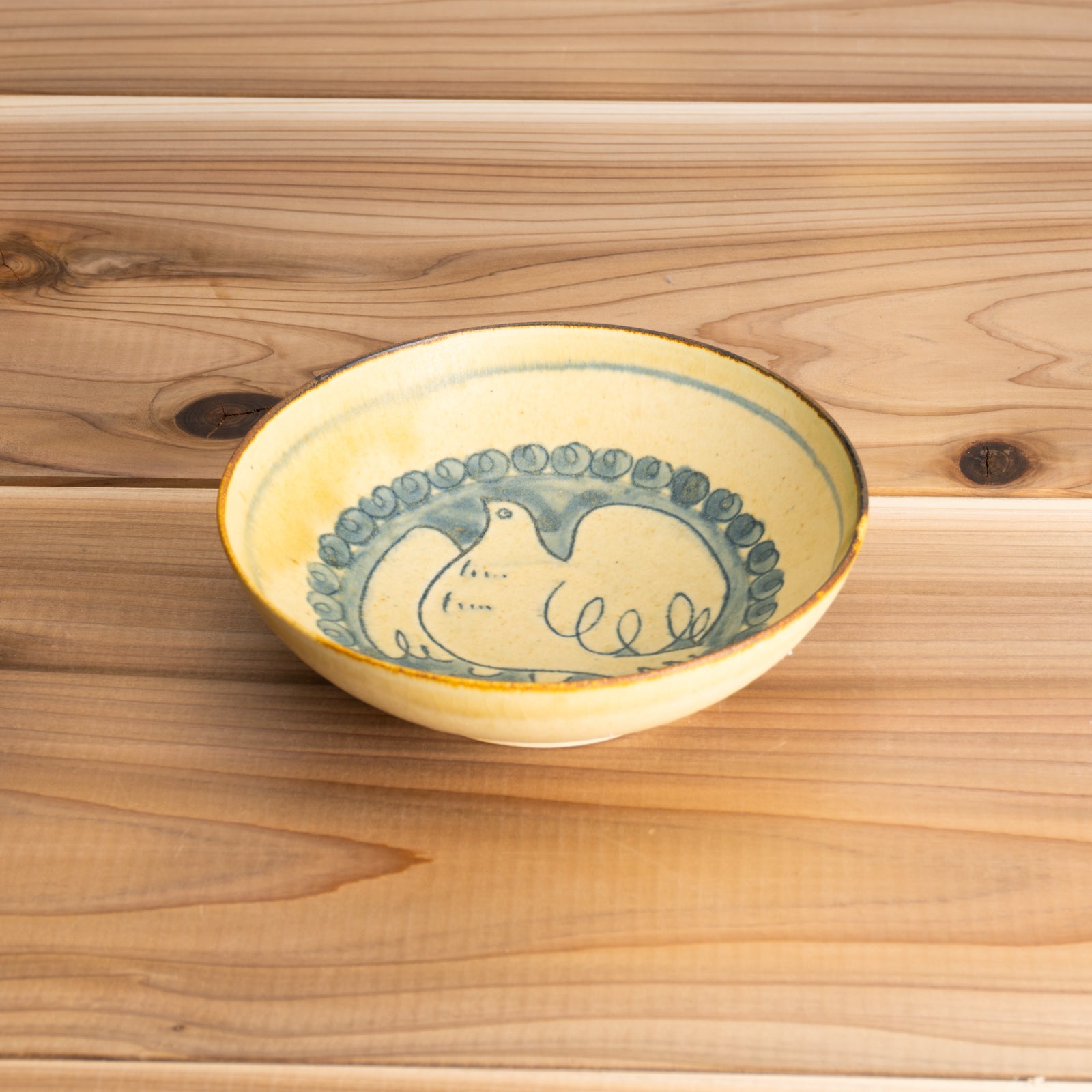 【清水焼】ペアボウル　安南手トリ 黄/白　的場美幸 KOTOPOTTER