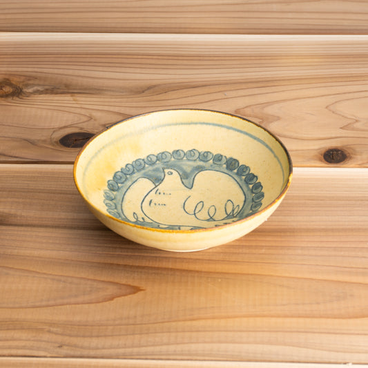 【清水焼】ボウル　安南手トリ 黄　的場美幸 KOTOPOTTER