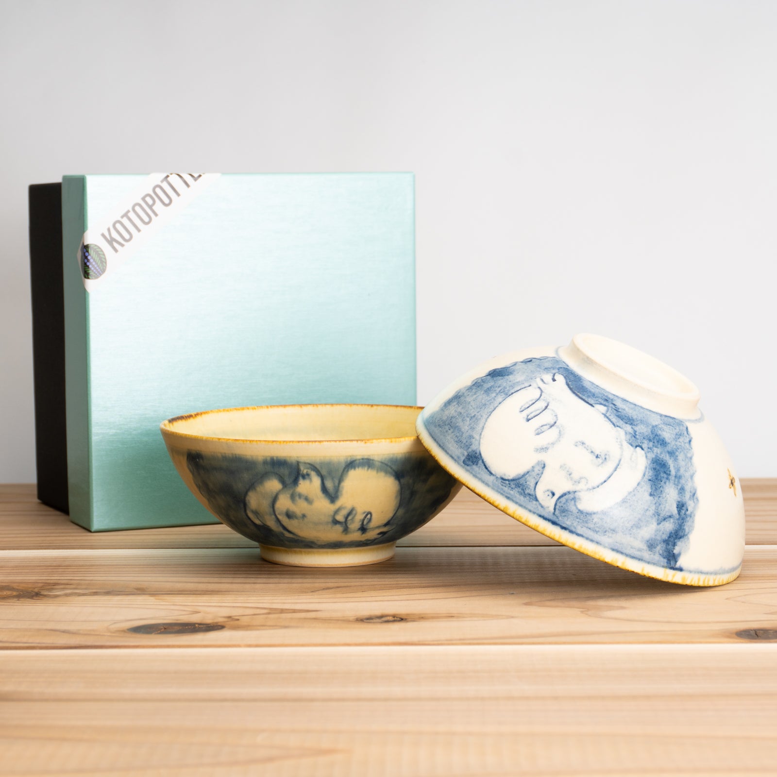 【清水焼】組飯碗　安南手トリ　的場美幸 KOTOPOTTER