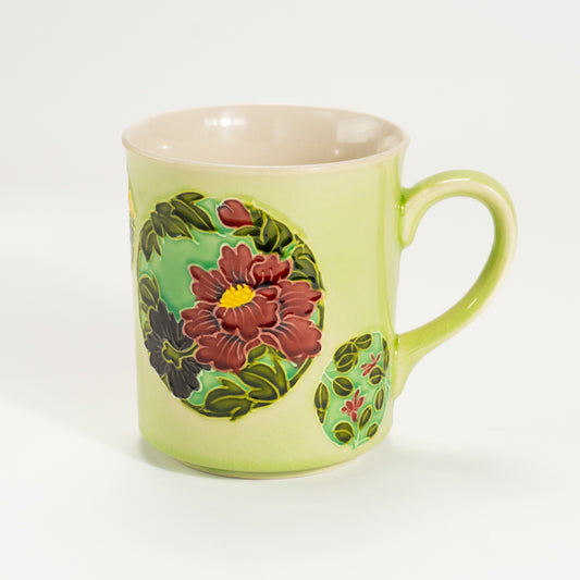 マグカップ　四季草花　一如 - Handcrafted Japanese pottery from Kyoto - Kyo ware / Kiyomizu ware.