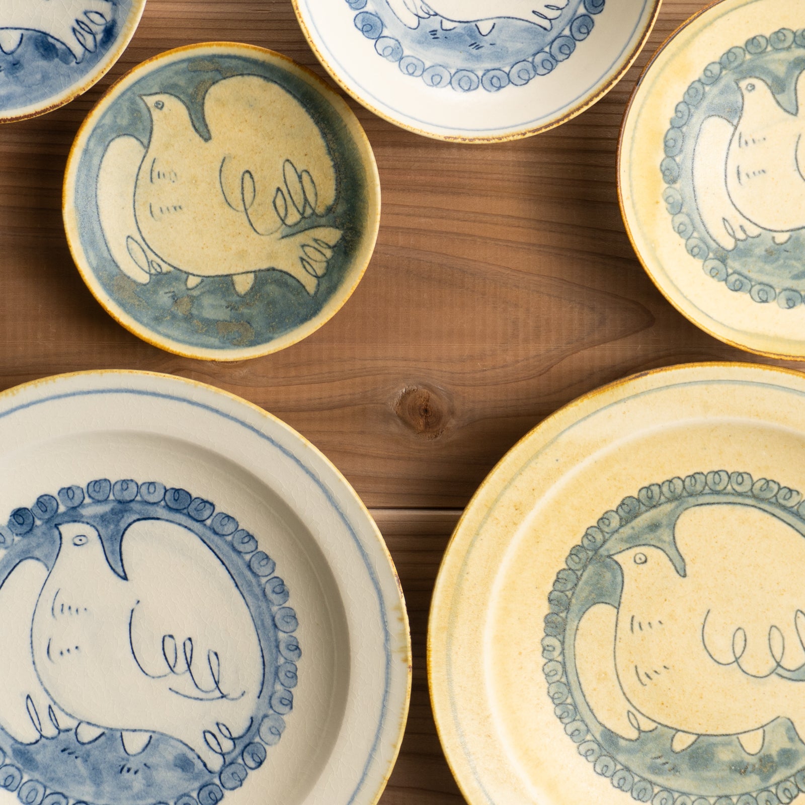 【清水焼】食器セット　安南手トリ　黄/白　的場美幸 KOTOPOTTER