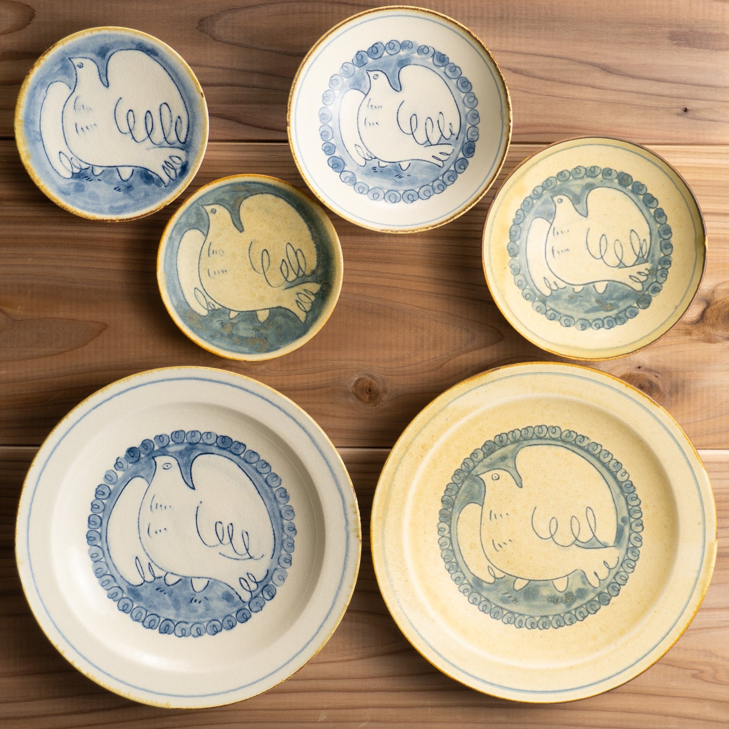 【清水焼】食器セット　安南手トリ　黄/白　的場美幸 KOTOPOTTER