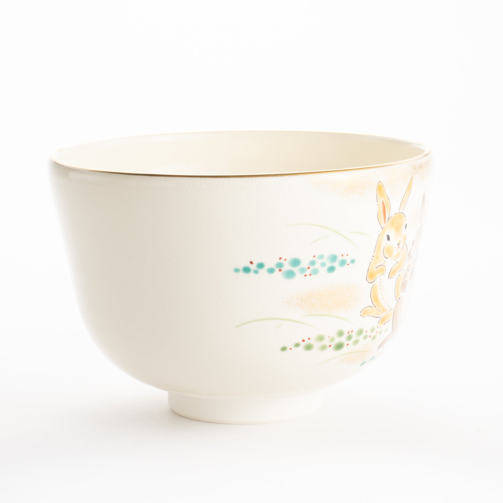 【清水焼】抹茶碗　仲良しウサギ　陶楽 KOTOPOTTER