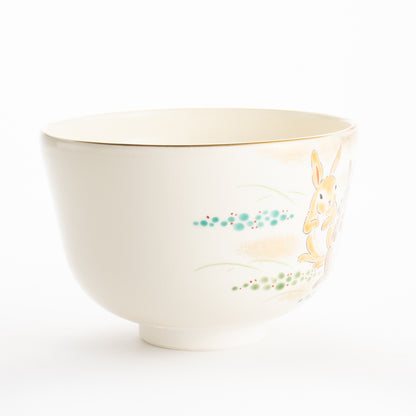 【清水焼】抹茶碗　仲良しウサギ　陶楽 KOTOPOTTER