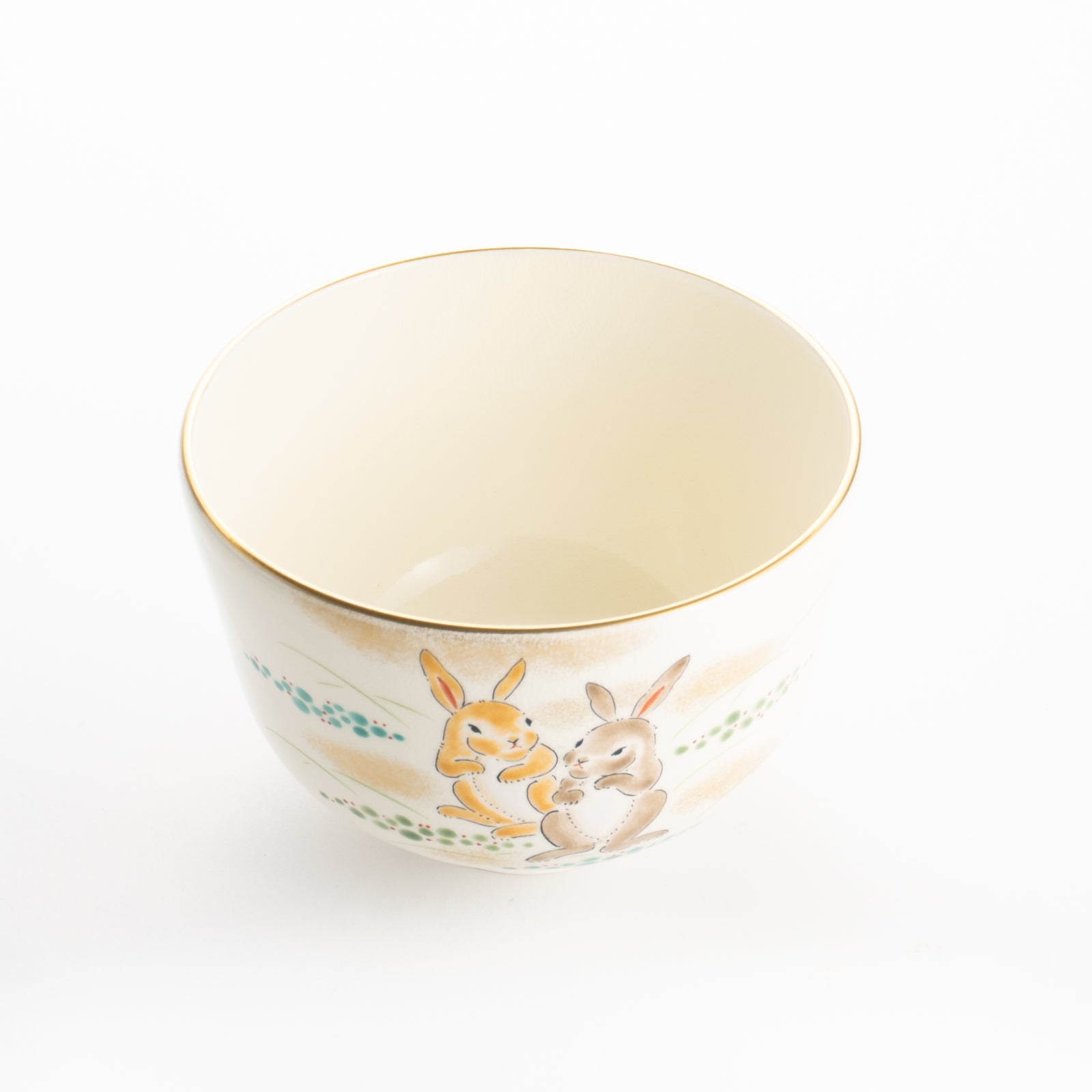 【清水焼】抹茶碗　仲良しウサギ　陶楽 KOTOPOTTER