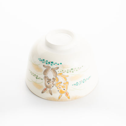 【清水焼】抹茶碗　仲良しウサギ　陶楽 KOTOPOTTER