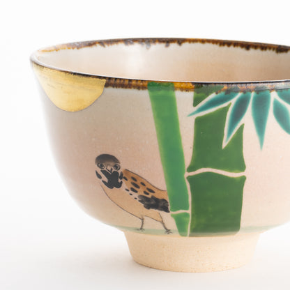 【清水焼】抹茶碗　竹に雀　安徳 KOTOPOTTER
