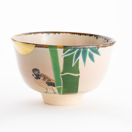 【清水焼】抹茶碗　竹に雀　安徳 KOTOPOTTER