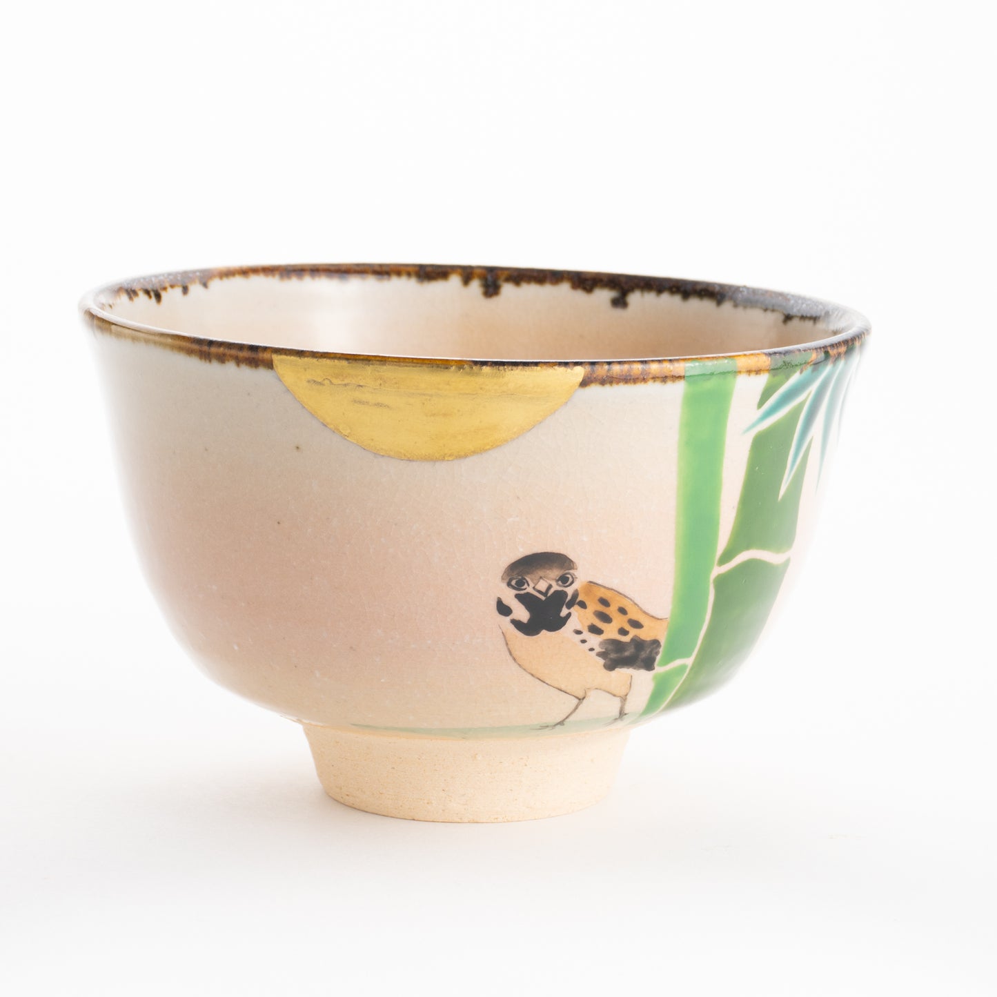 【清水焼】抹茶碗　竹に雀　安徳 KOTOPOTTER