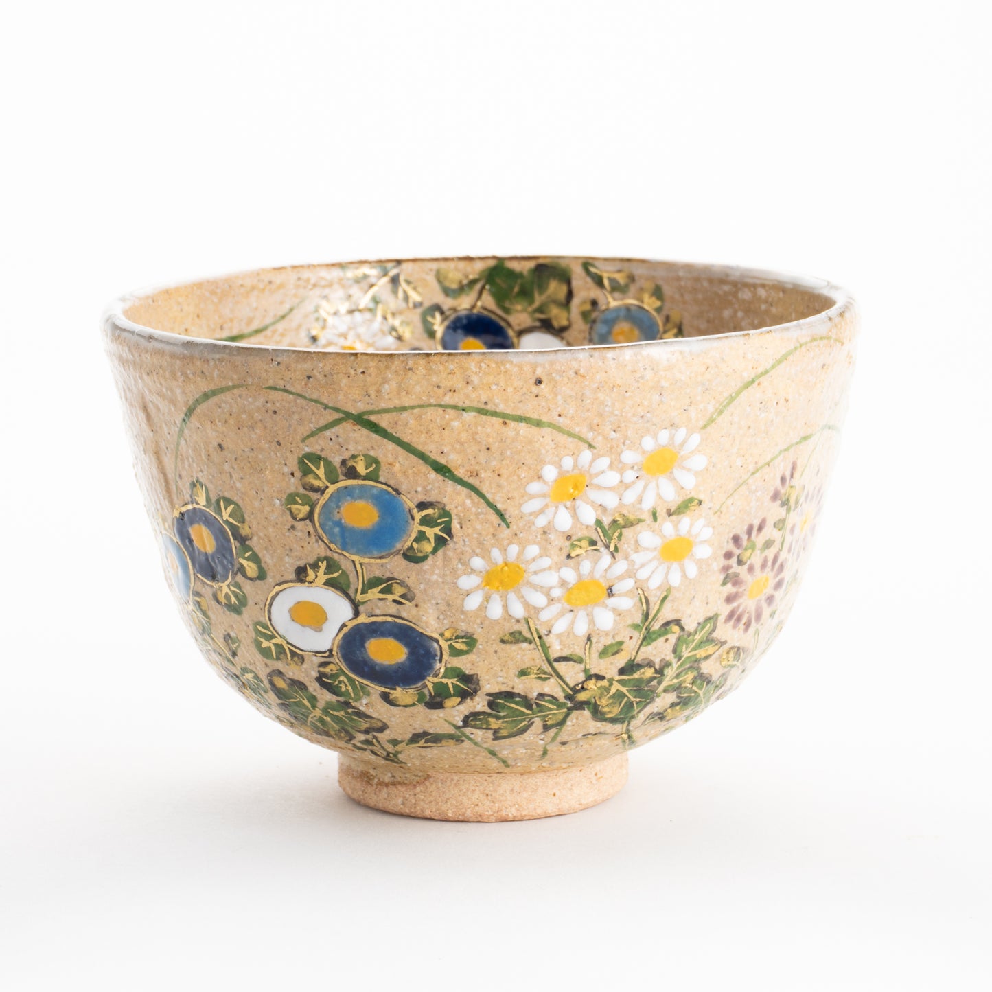 【清水焼】抹茶碗　灰釉 菊　中村良二 KOTOPOTTER