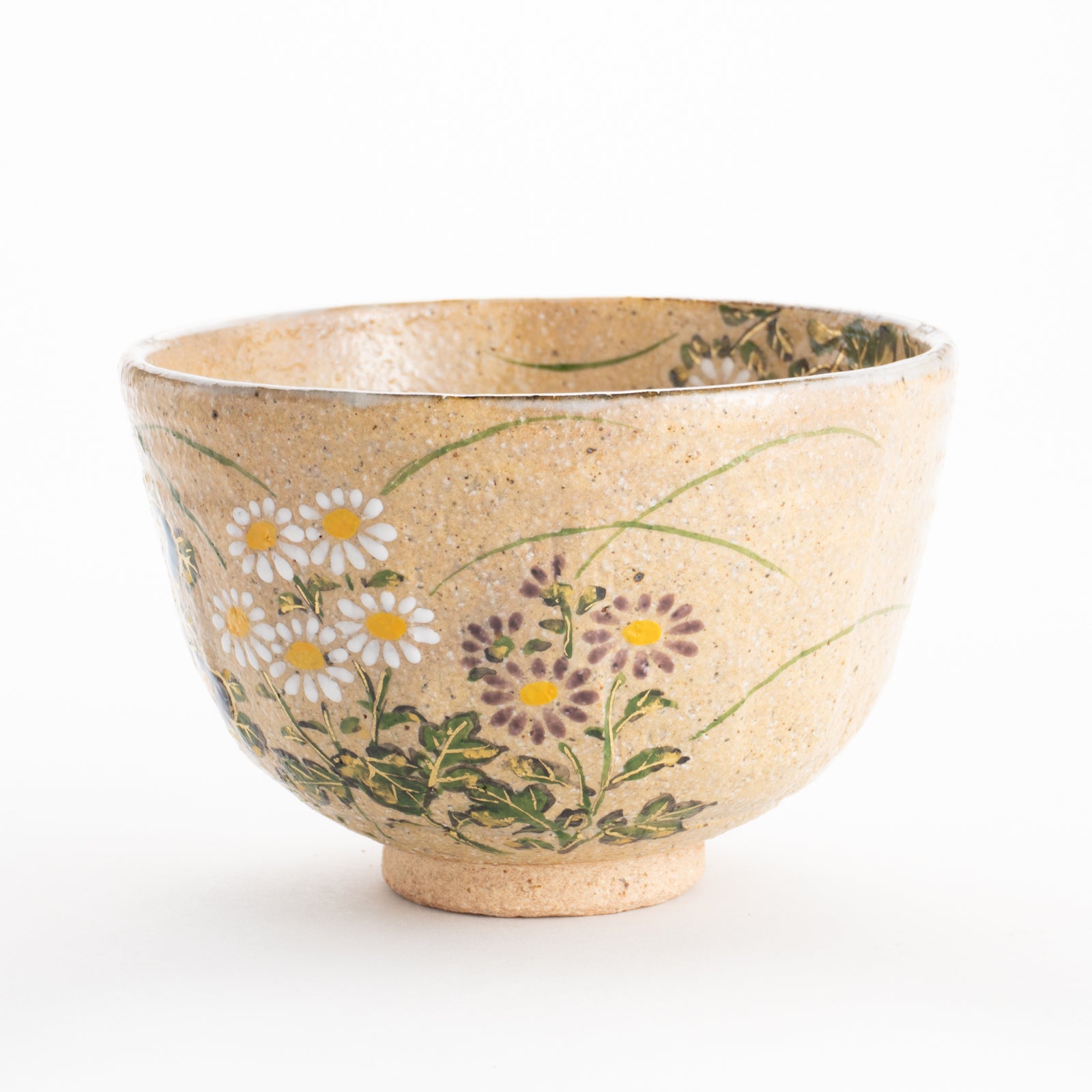 【清水焼】抹茶碗　灰釉 菊　中村良二 KOTOPOTTER