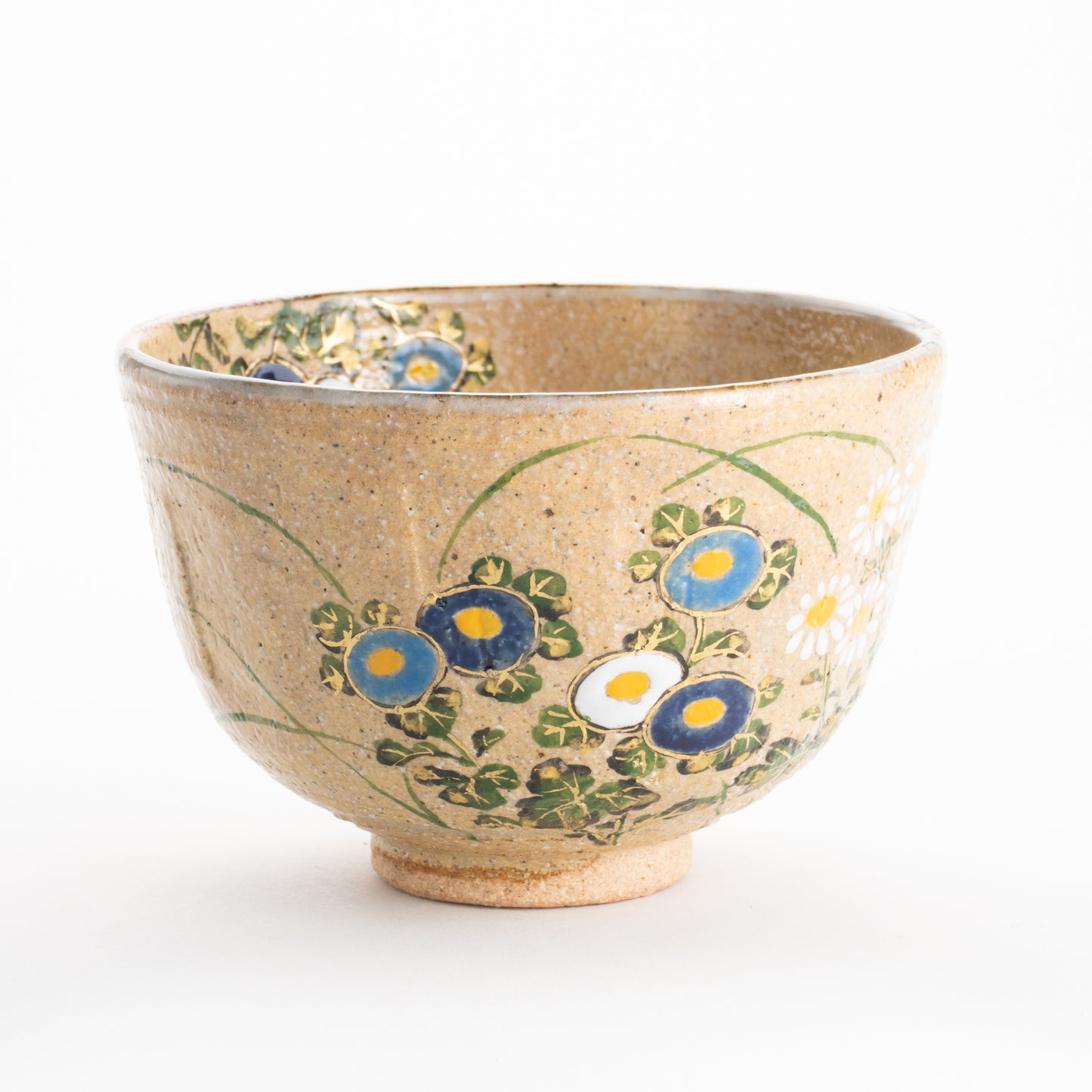 【清水焼】抹茶碗　灰釉 菊　中村良二 KOTOPOTTER