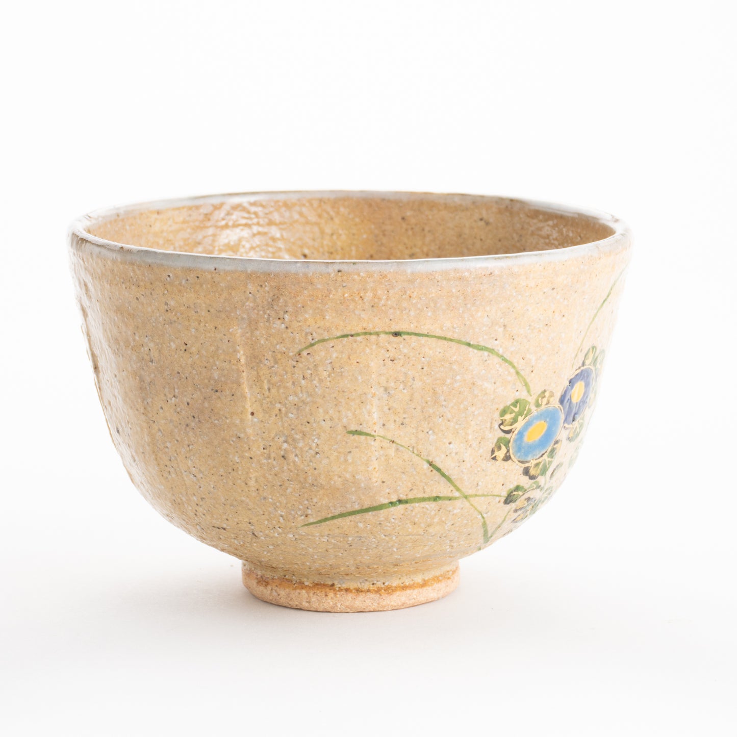 【清水焼】抹茶碗　灰釉 菊　中村良二 KOTOPOTTER