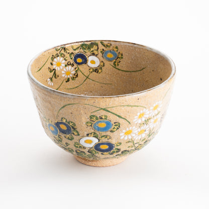 【清水焼】抹茶碗　灰釉 菊　中村良二 KOTOPOTTER