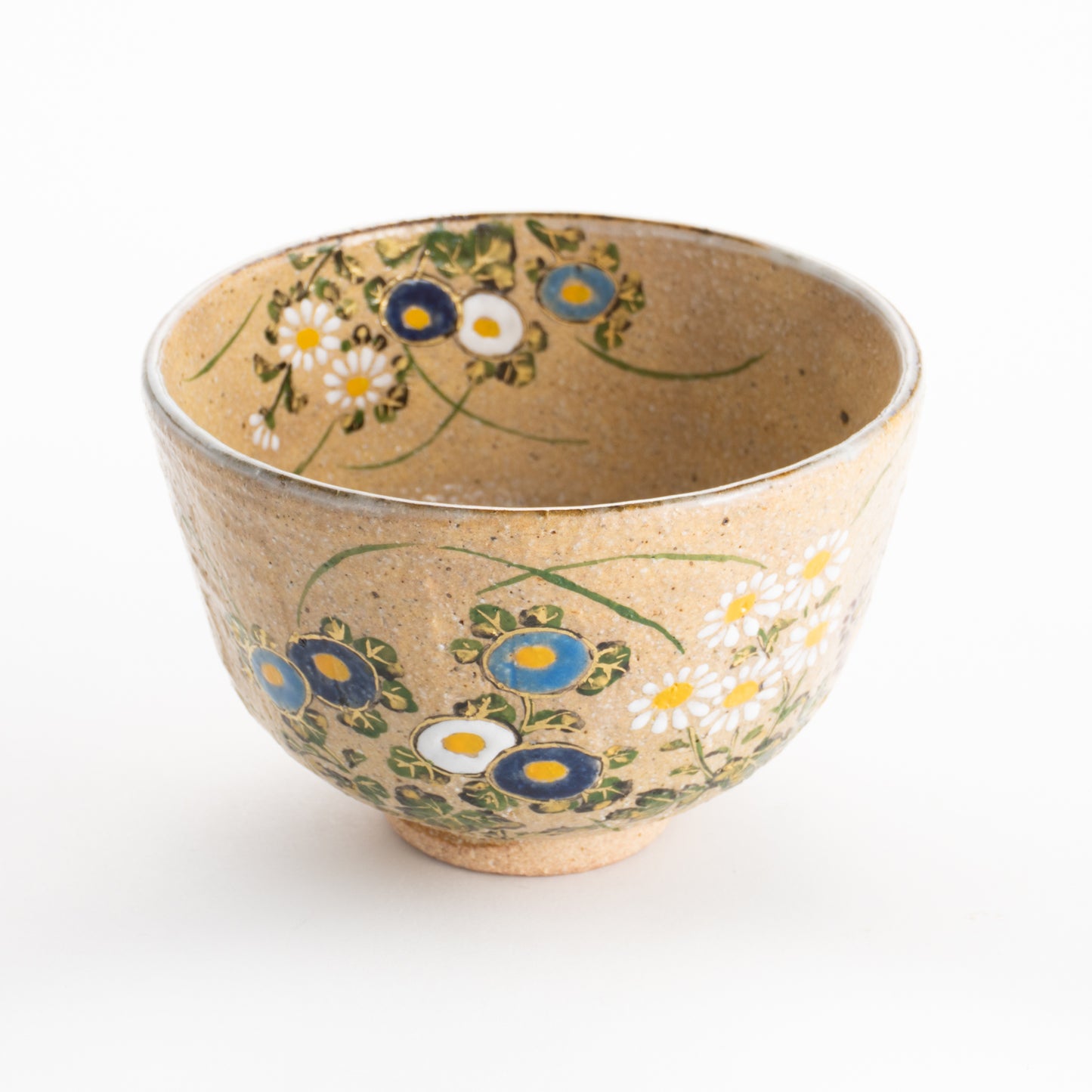 【清水焼】抹茶碗　灰釉 菊　中村良二 KOTOPOTTER