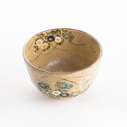 【清水焼】抹茶碗　灰釉 菊　中村良二 KOTOPOTTER