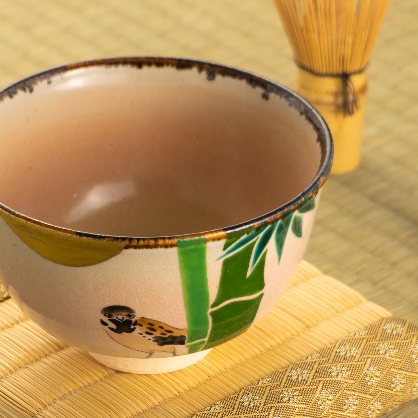 【清水焼】抹茶碗　竹に雀　安徳 KOTOPOTTER