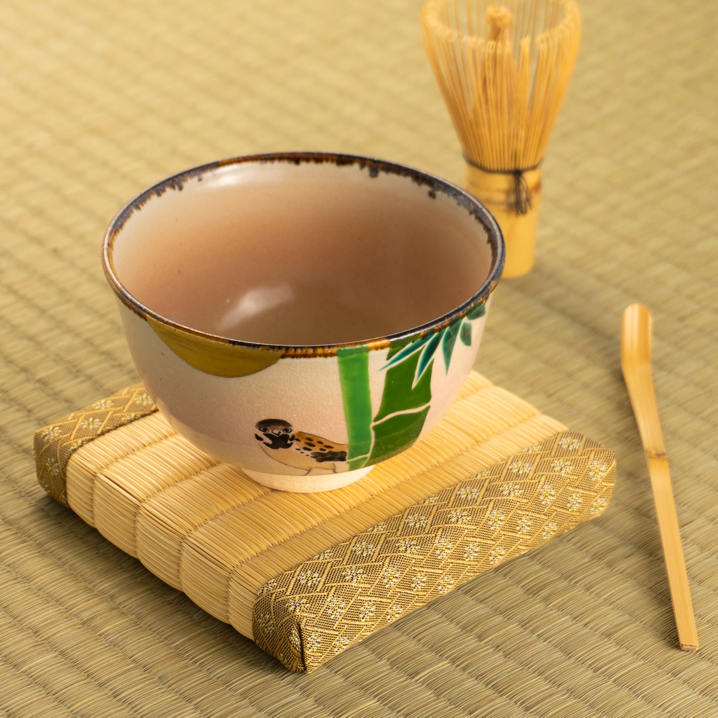 【清水焼】抹茶碗　竹に雀　安徳 KOTOPOTTER