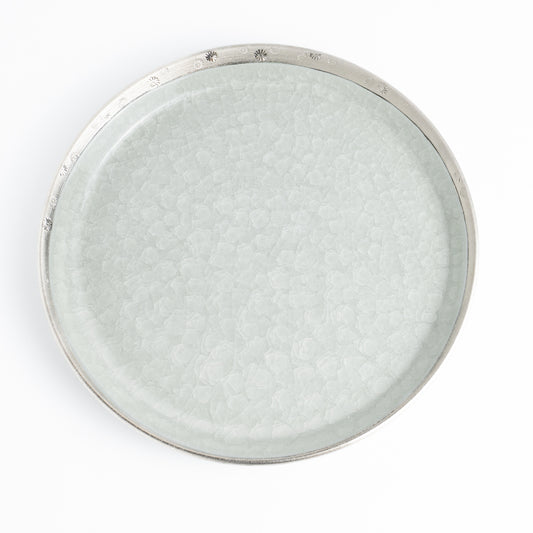 【清水焼】プレートS　亀甲貫入グレー　陶仙窯 KOTOPOTTER