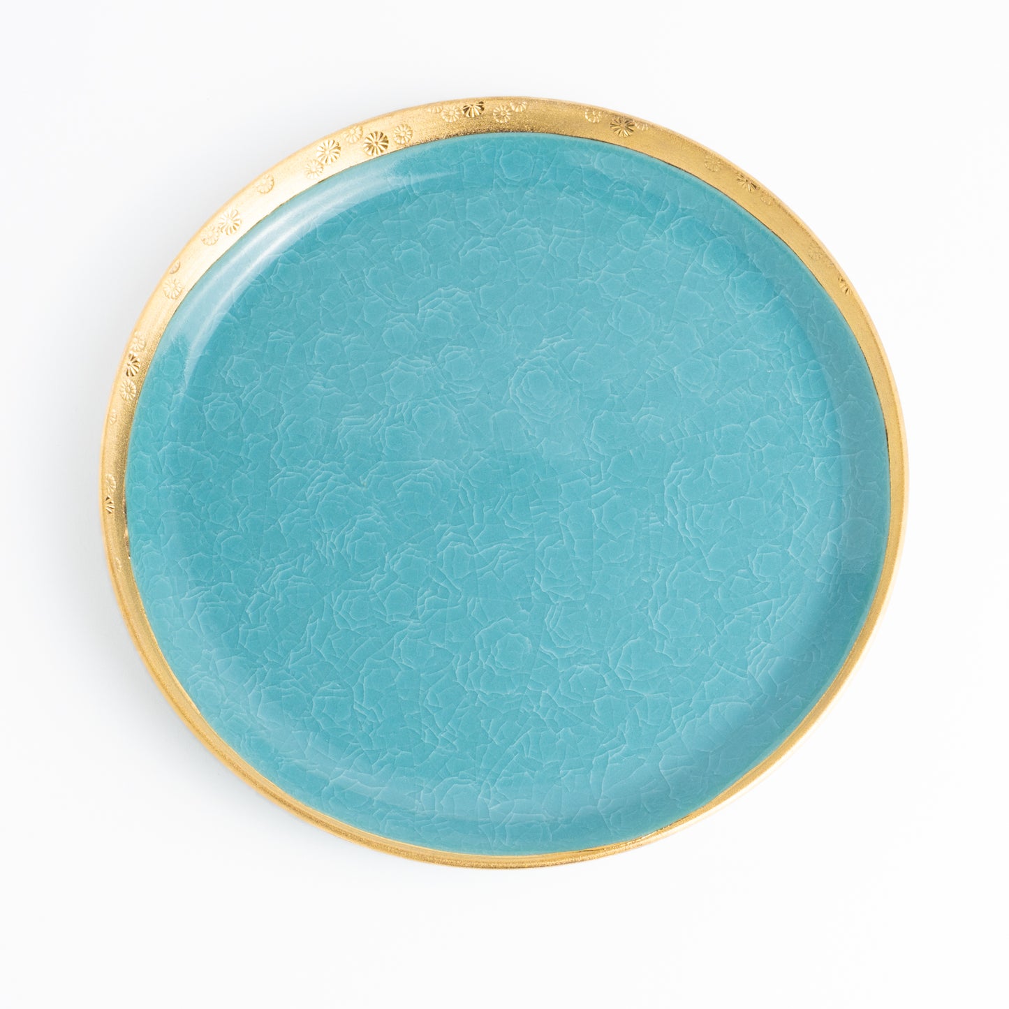 【清水焼】プレートS　亀甲貫入ブルー　陶仙窯 KOTOPOTTER