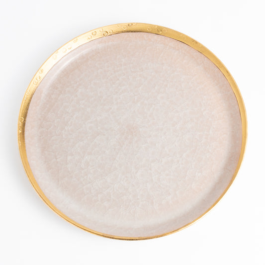 【清水焼】プレートM　亀甲貫入ピンク　陶仙窯 KOTOPOTTER