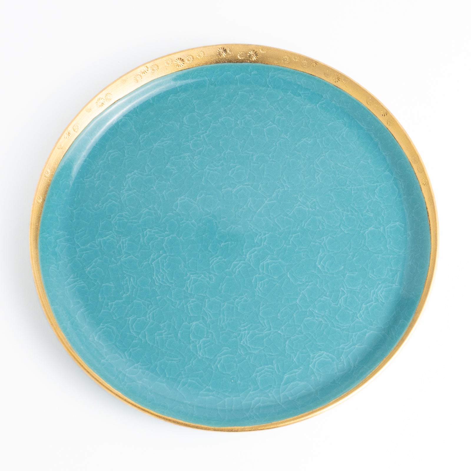 【清水焼】プレートM　亀甲貫入ブルー　陶仙窯 KOTOPOTTER