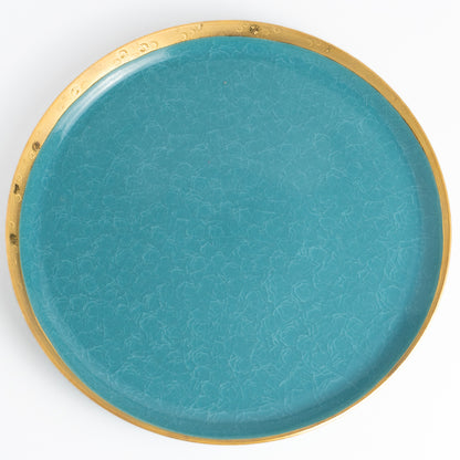 【清水焼】プレートL　亀甲貫入ブルー　陶仙窯 KOTOPOTTER