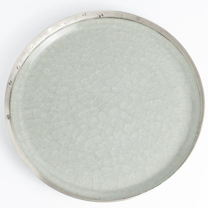 【清水焼】プレートL　亀甲貫入グレー　陶仙窯 KOTOPOTTER