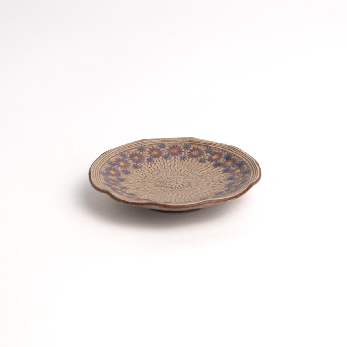 豆皿　紫彩華紋A　陶楽窯 - Handcrafted Japanese pottery from Kyoto - Kyo ware / Kiyomizu ware.