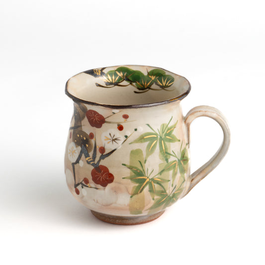 マグカップ　松竹梅　俊山窯 - Handcrafted Japanese pottery from Kyoto - Kyo ware / Kiyomizu ware.