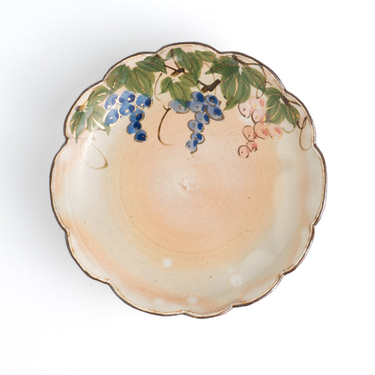 輪花鉢　葡萄　俊山窯 - Handcrafted Japanese pottery from Kyoto - Kyo ware / Kiyomizu ware.