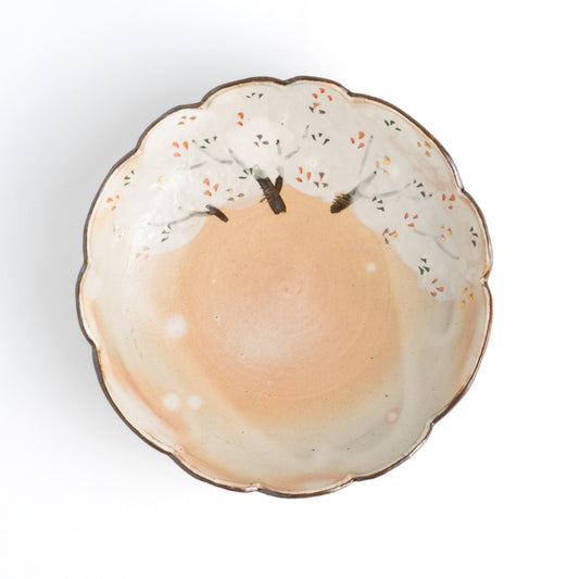 輪花鉢　桜　俊山窯 - Handcrafted Japanese pottery from Kyoto - Kyo ware / Kiyomizu ware.