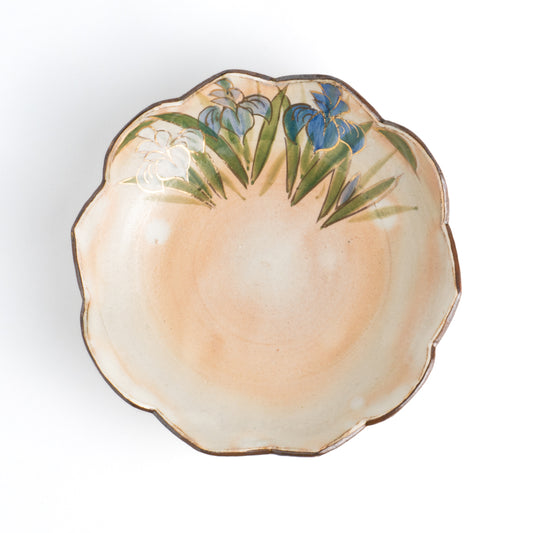 輪花鉢　菖蒲　俊山窯 - Handcrafted Japanese pottery from Kyoto - Kyo ware / Kiyomizu ware.