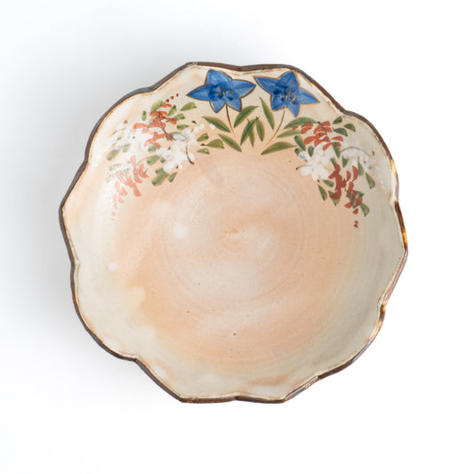 輪花鉢　秋草　俊山窯 - Handcrafted Japanese pottery from Kyoto - Kyo ware / Kiyomizu ware.