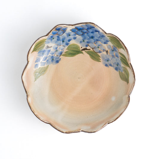 輪花鉢　紫陽花　俊山窯 - Handcrafted Japanese pottery from Kyoto - Kyo ware / Kiyomizu ware.