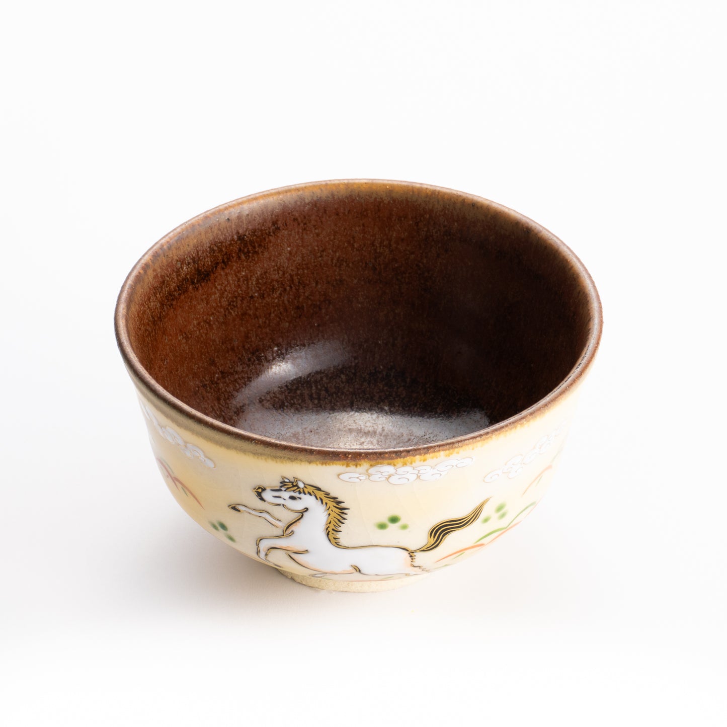 【清水焼】抹茶碗　草原の白馬　定一 KOTOPOTTER