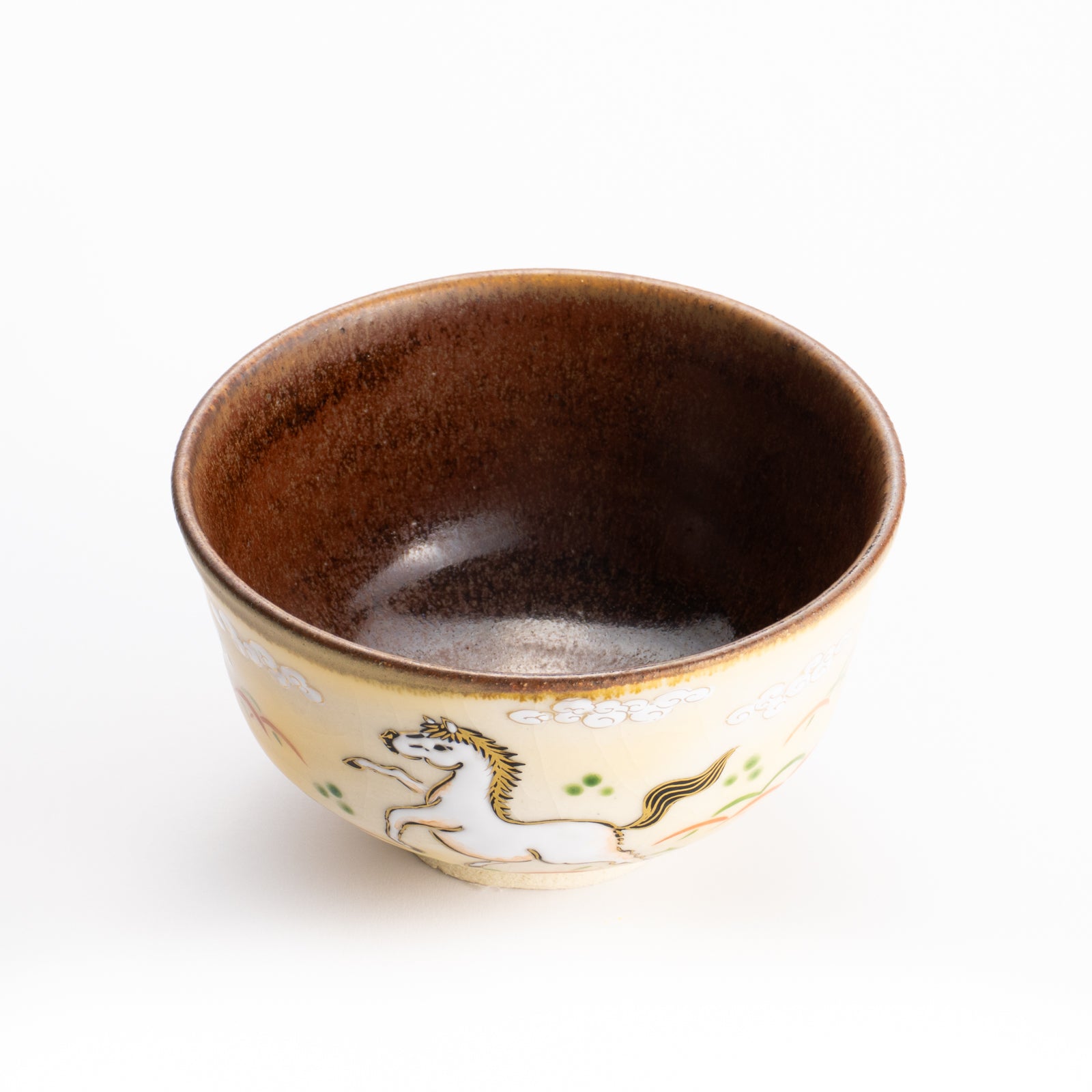 【清水焼】抹茶碗　草原の白馬　定一 KOTOPOTTER
