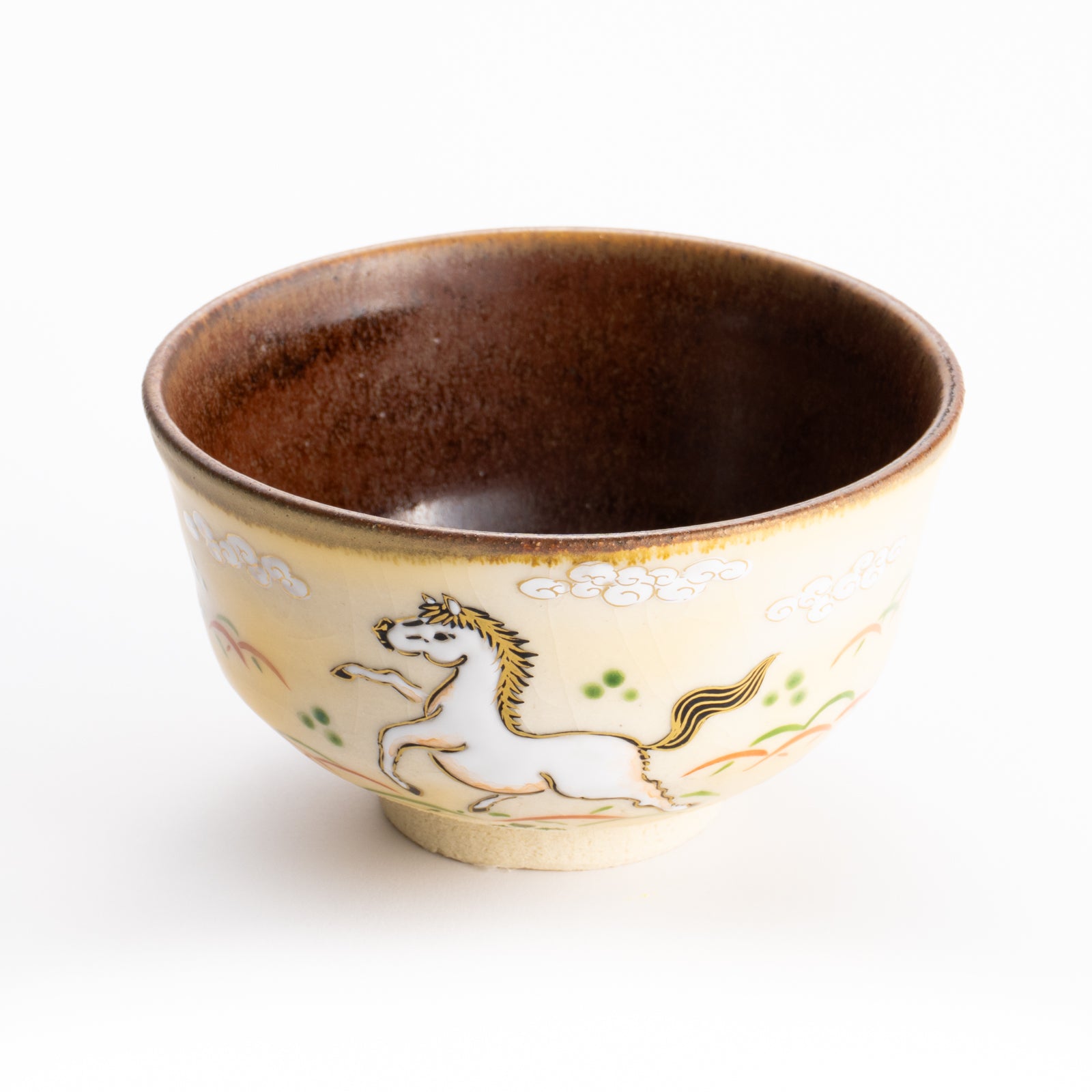 【清水焼】抹茶碗　草原の白馬　定一 KOTOPOTTER