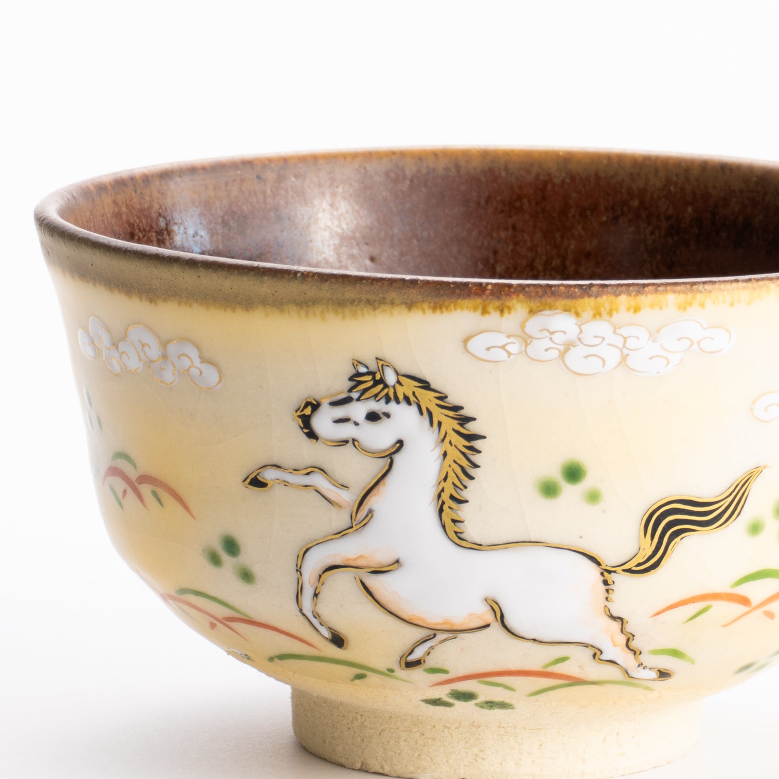 【清水焼】抹茶碗　草原の白馬　定一 KOTOPOTTER