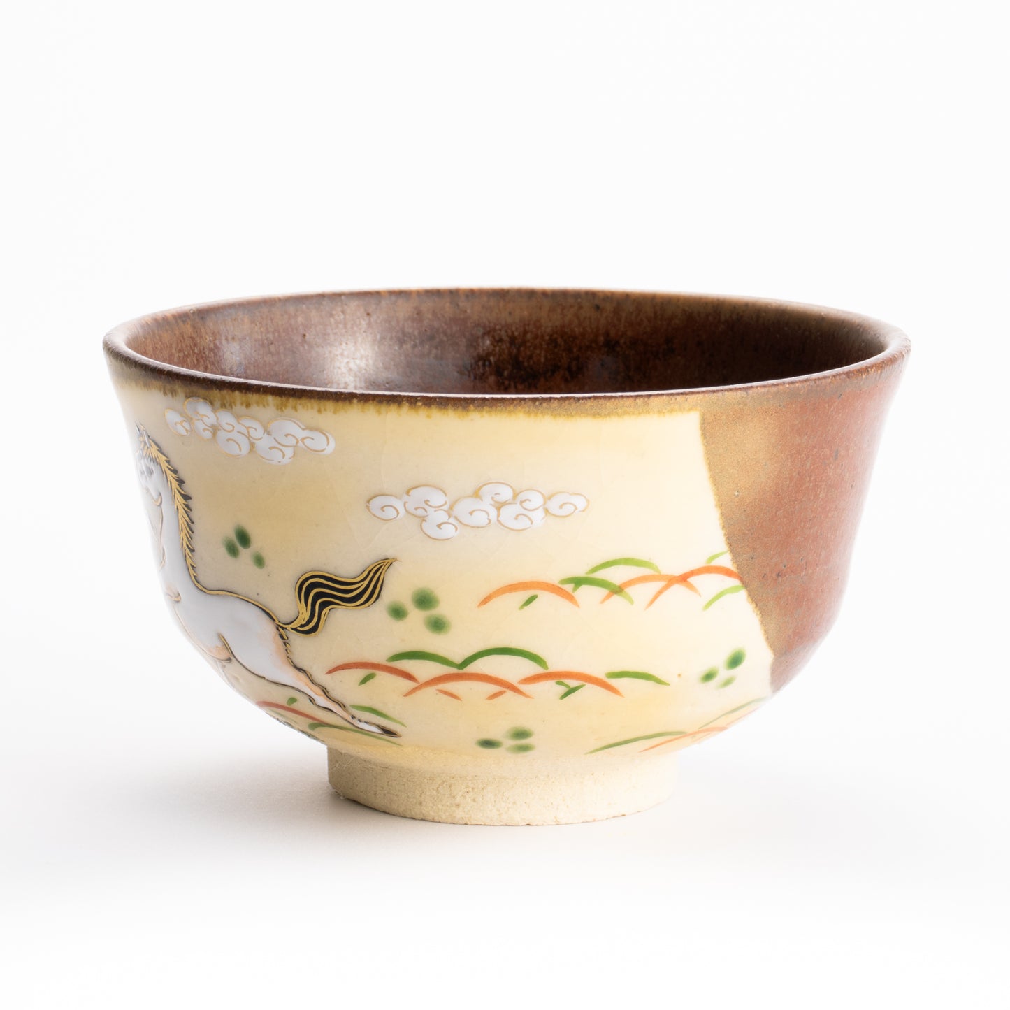 【清水焼】抹茶碗　草原の白馬　定一 KOTOPOTTER