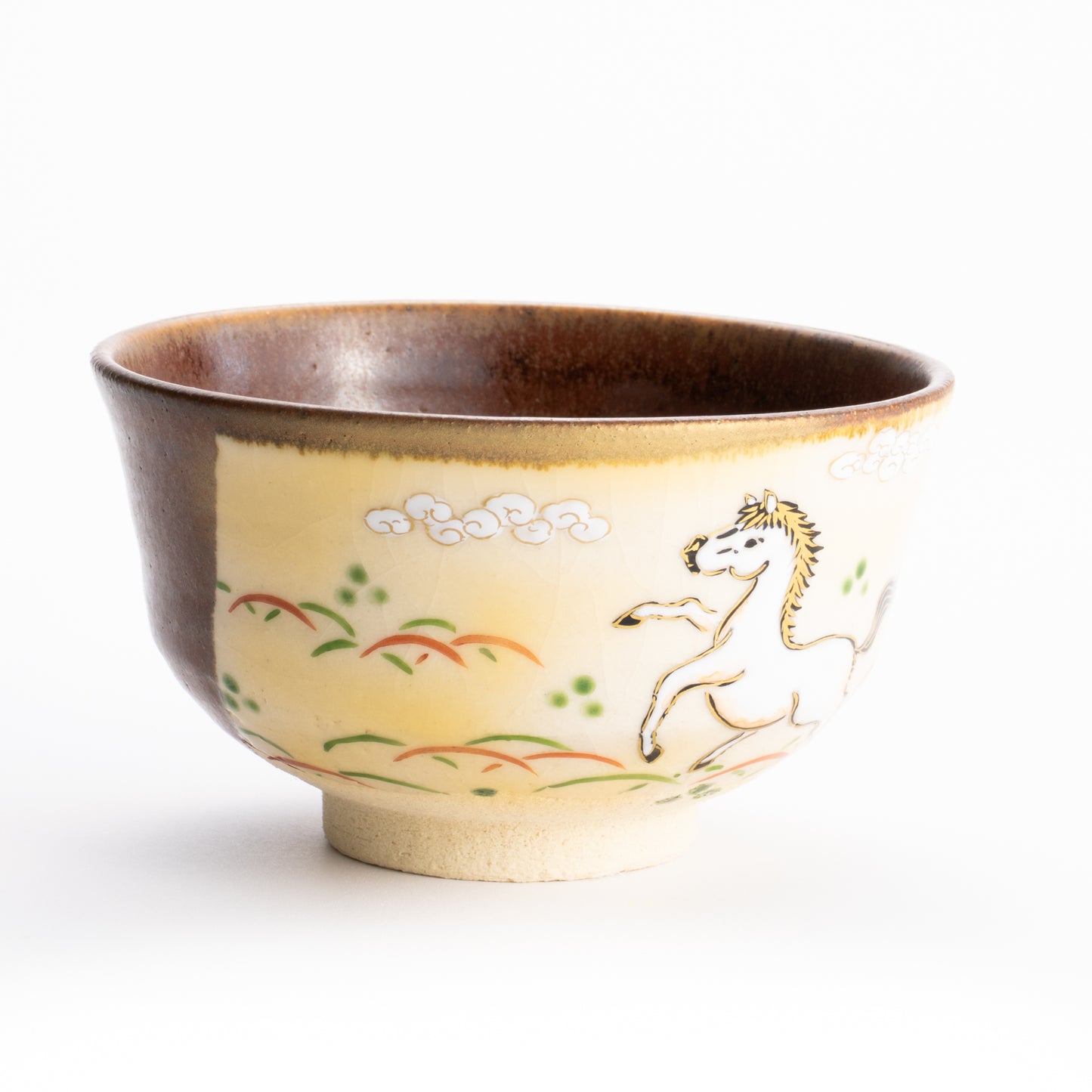 【清水焼】抹茶碗　草原の白馬　定一 KOTOPOTTER