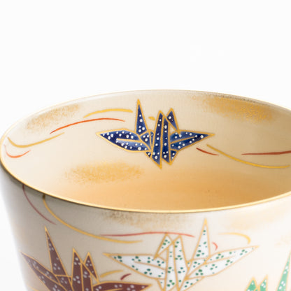 【清水焼】抹茶碗　折鶴　陶楽 KOTOPOTTER