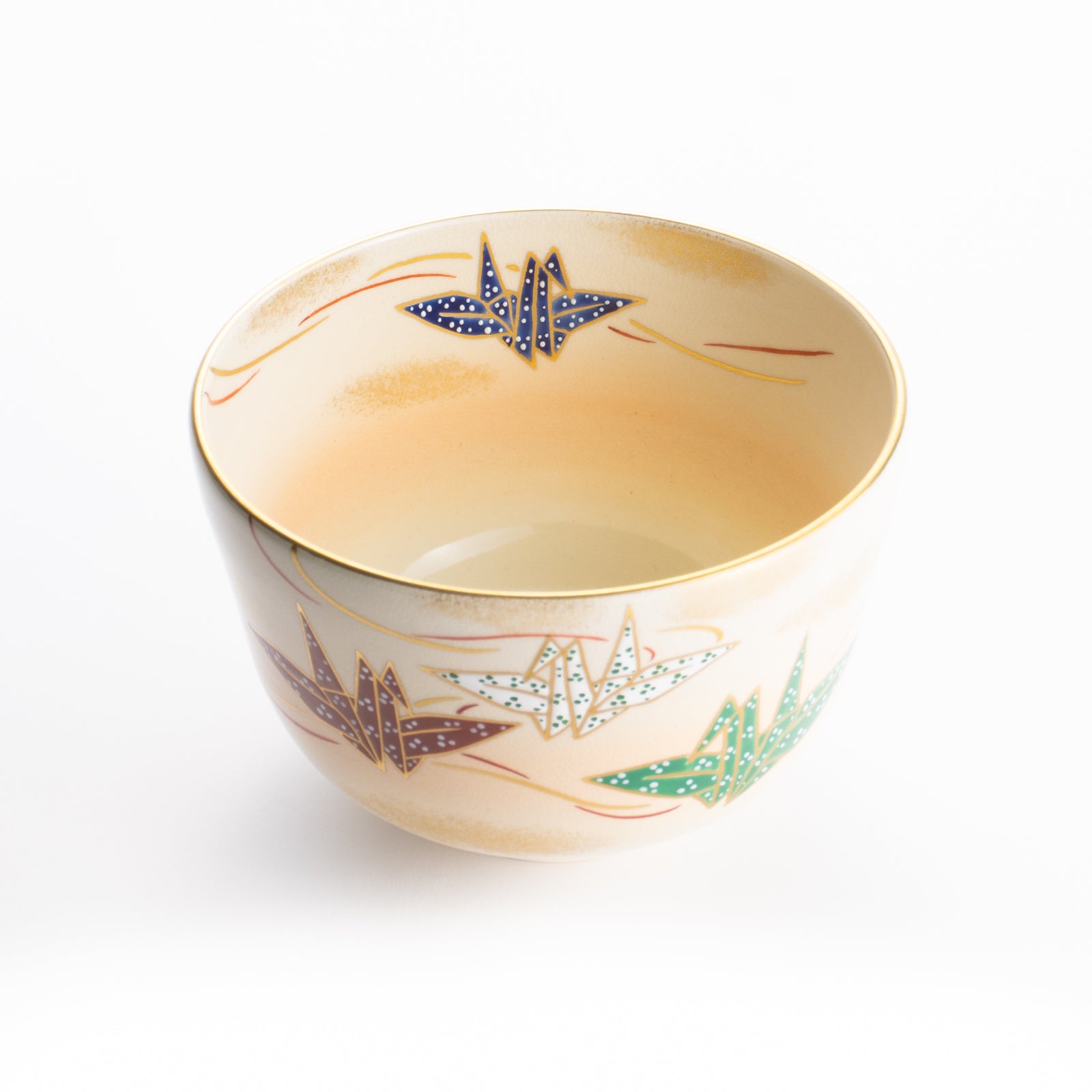 【清水焼】抹茶碗　折鶴　陶楽 KOTOPOTTER