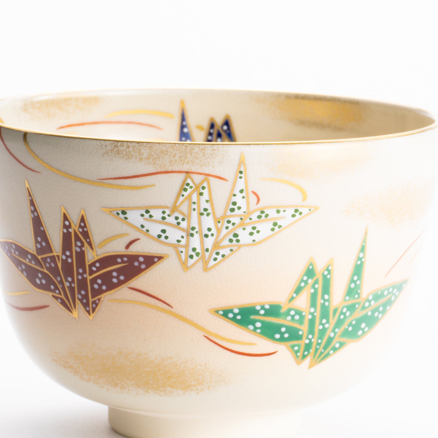 【清水焼】抹茶碗　折鶴　陶楽 KOTOPOTTER