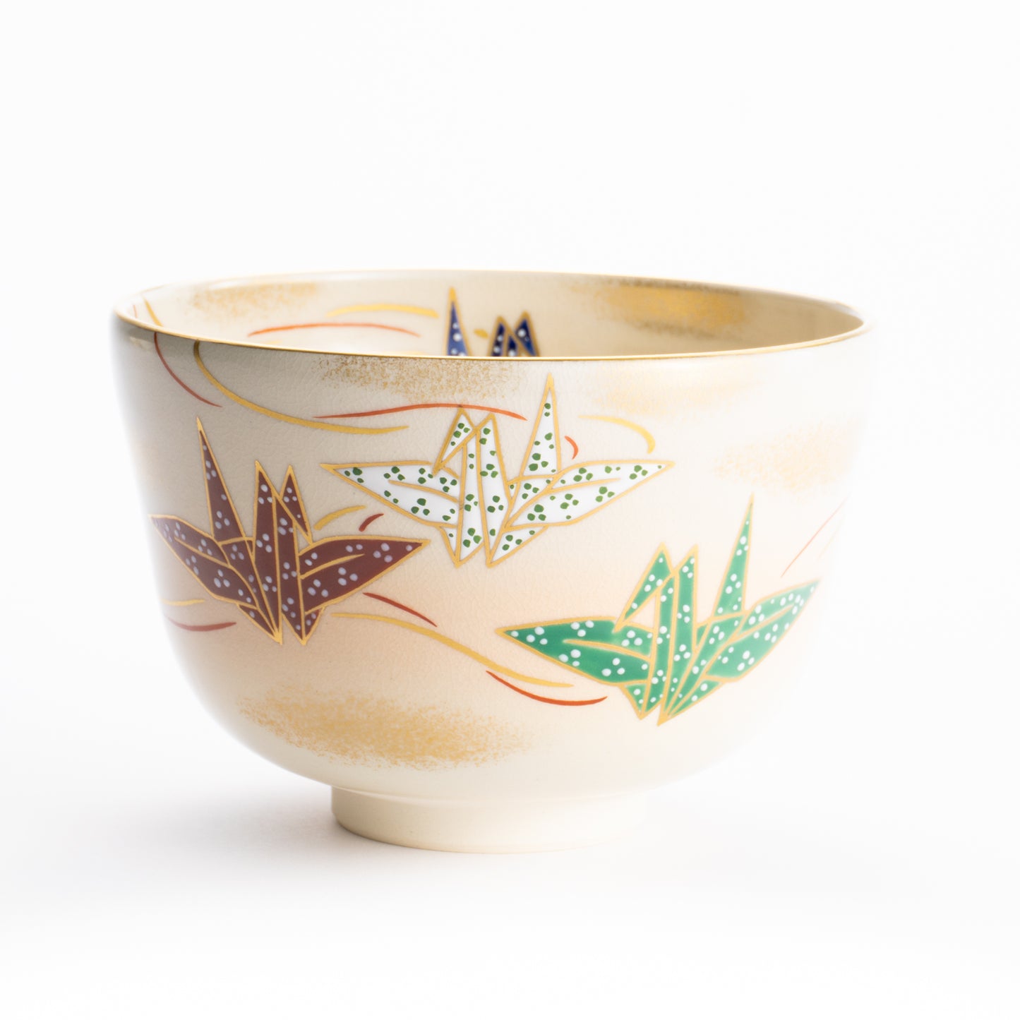 【清水焼】抹茶碗　折鶴　陶楽 KOTOPOTTER