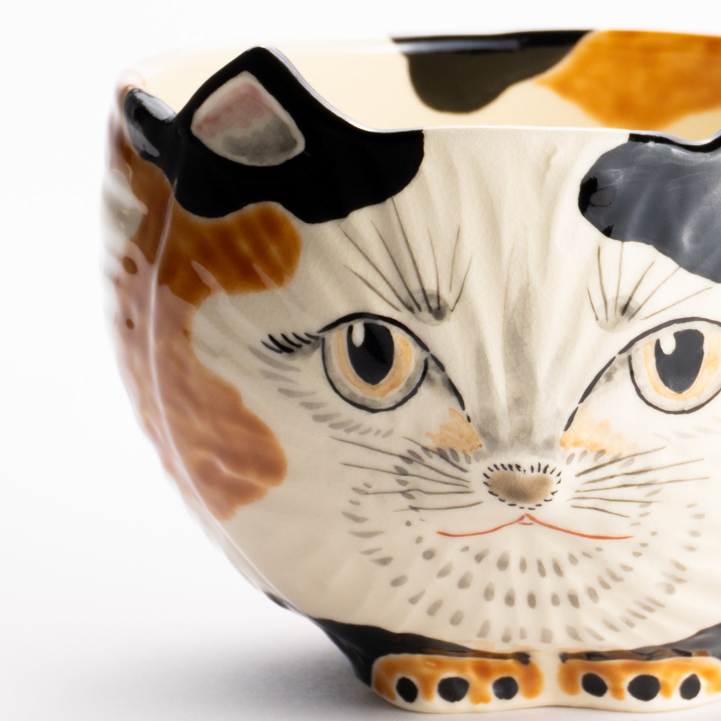 【清水焼】抹茶碗　三毛猫　良二