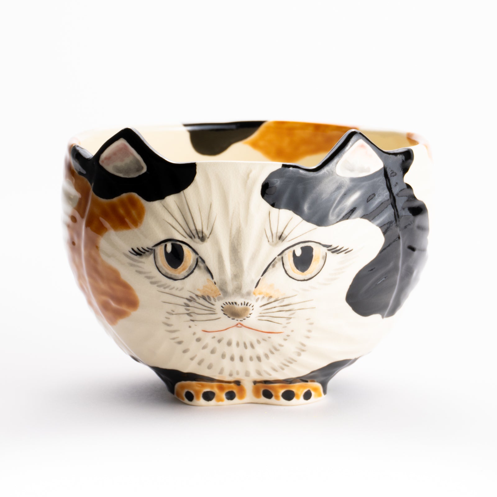 【清水焼】抹茶碗　三毛猫　良二 KOTOPOTTER