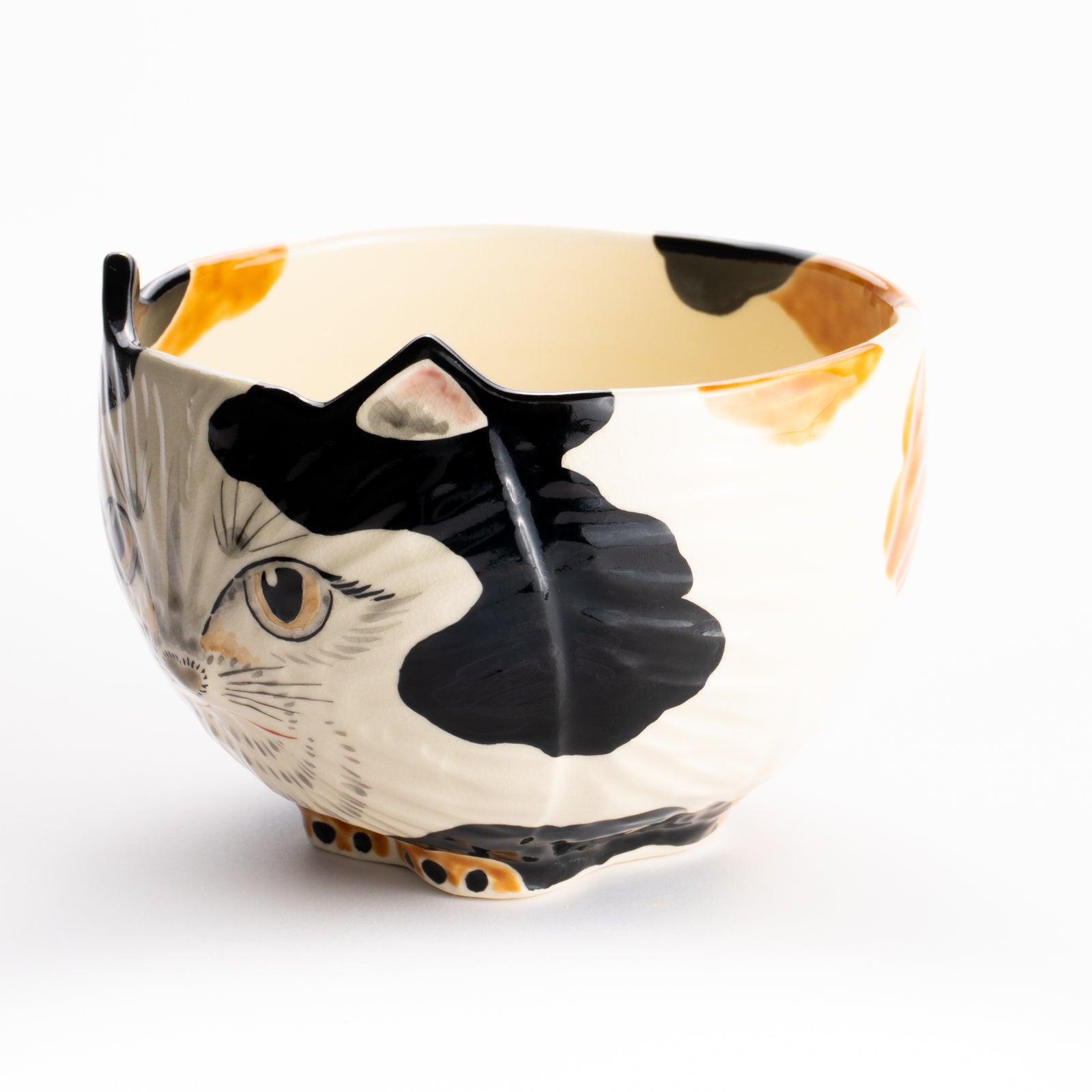 【清水焼】抹茶碗　三毛猫　良二 KOTOPOTTER