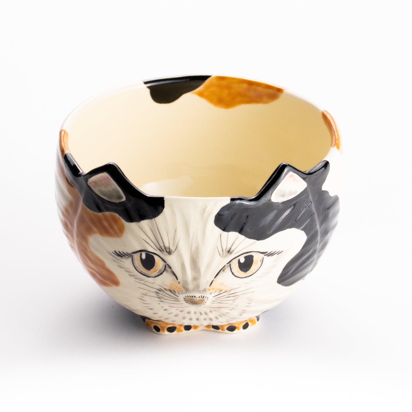 【清水焼】抹茶碗　三毛猫　良二 KOTOPOTTER